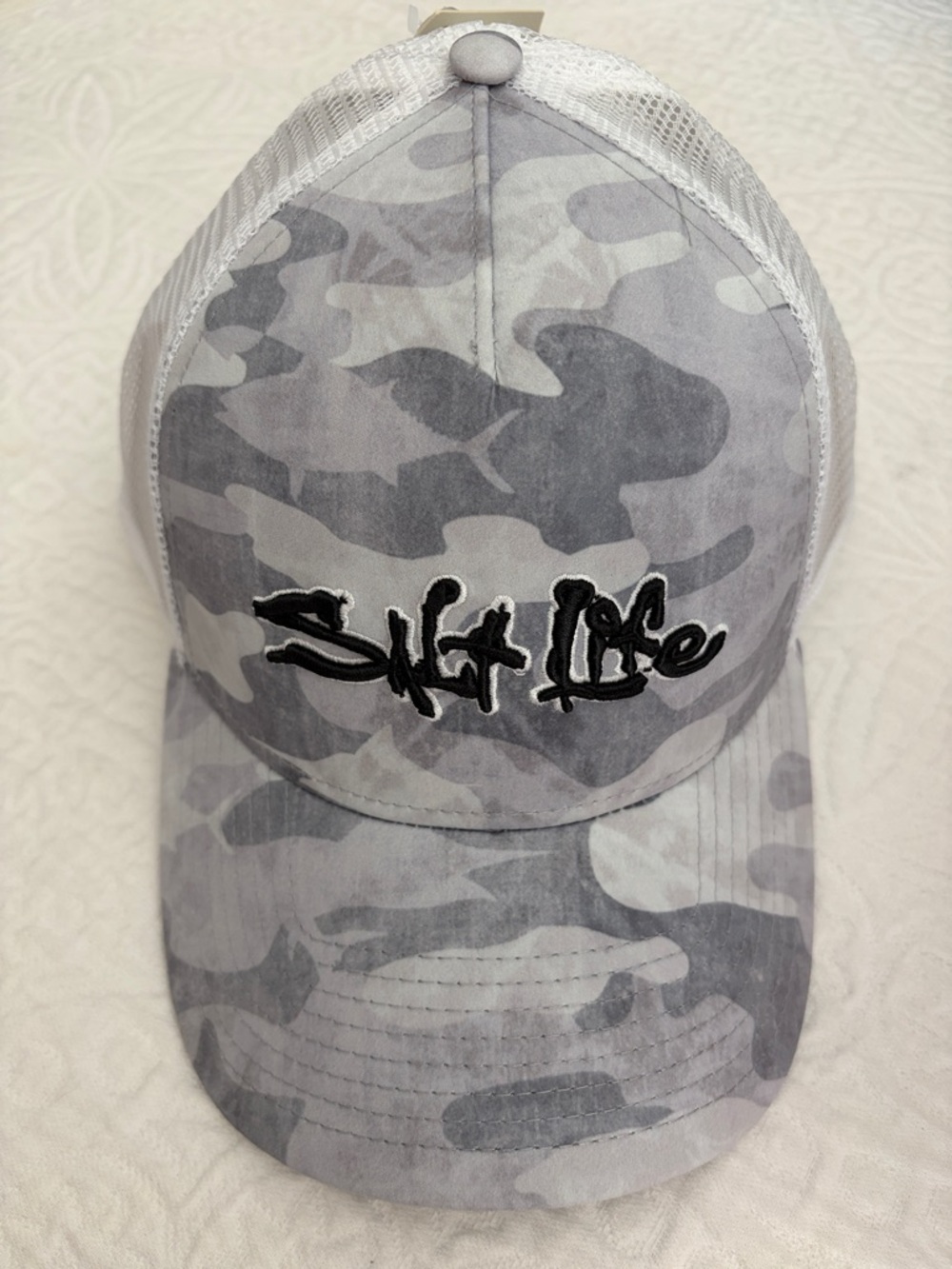 Salt Life Gray Camo Mesh-Back Trucker Hat